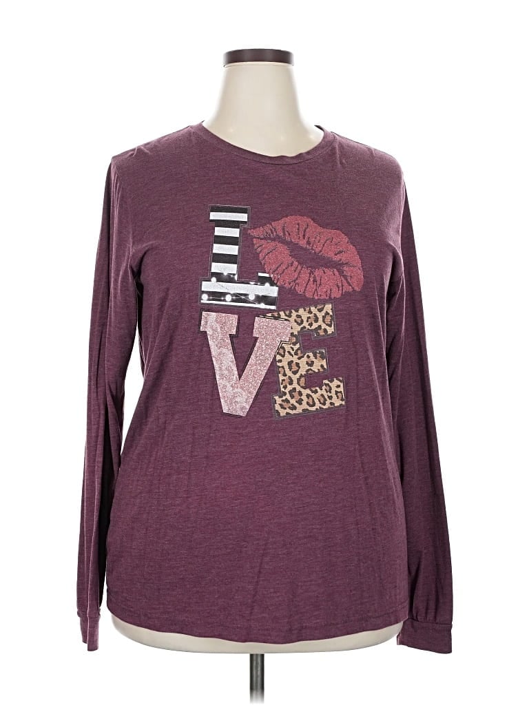 Pre-owned Unbranded Long Sleeve T-shirt In Burgundy