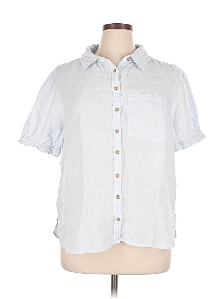 Pre-owned Pilcro Short Sleeve Button Down Shirt In White