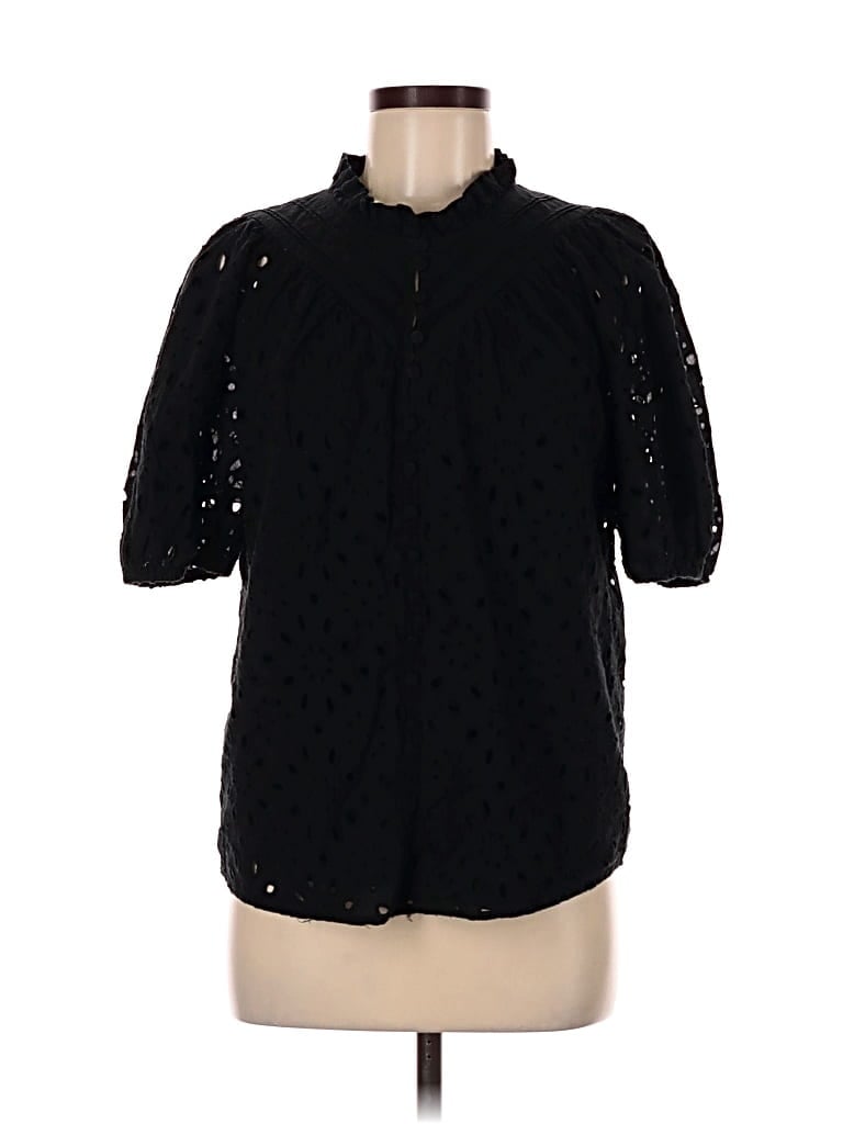 Pre-owned Prettygarden Short Sleeve Blouse In Black