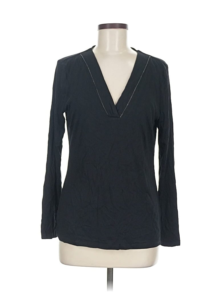 White House Black Market Long Sleeve Top Black V Neck Tops