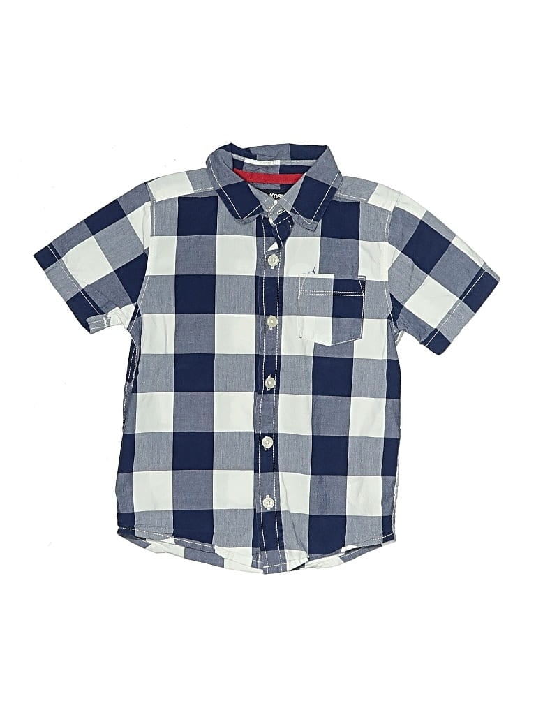 Pre-owned Oshkosh B'gosh Kids' Short Sleeve Button Down Shirt In Blue