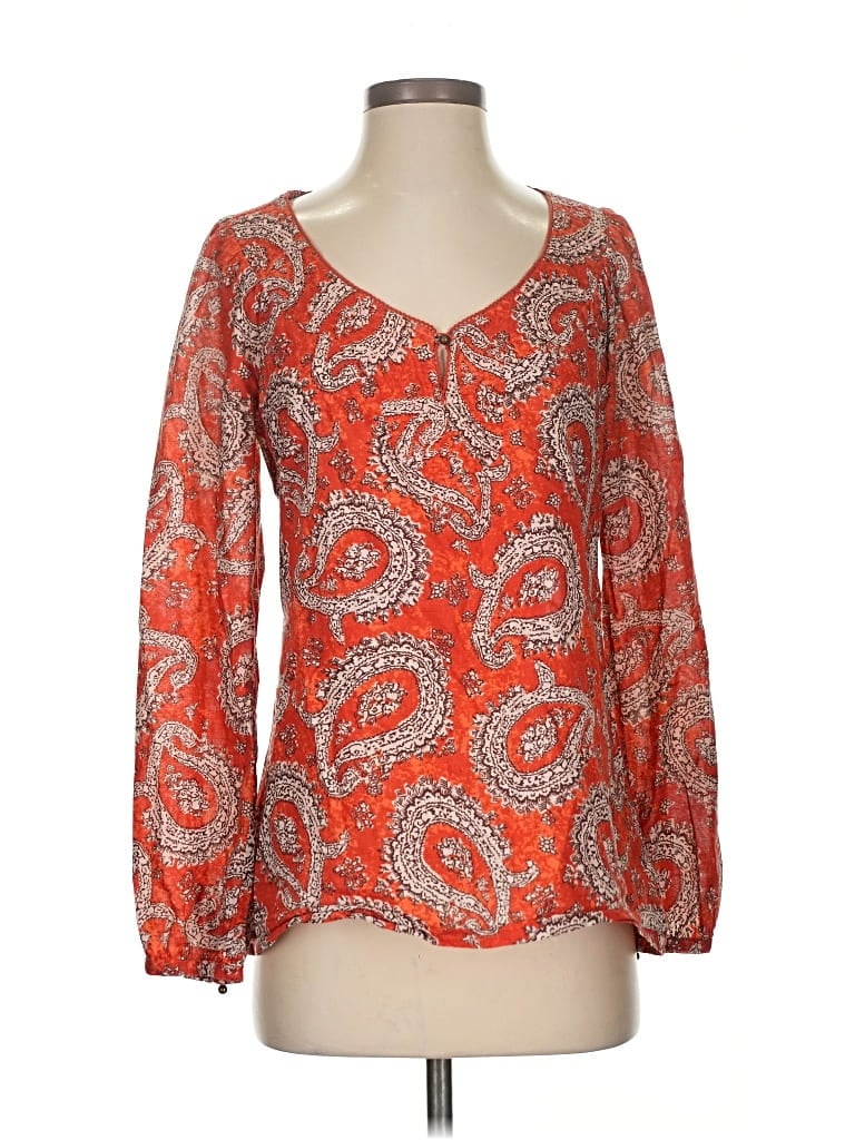 Pre-owned Banana Republic Long Sleeve Blouse In Orange