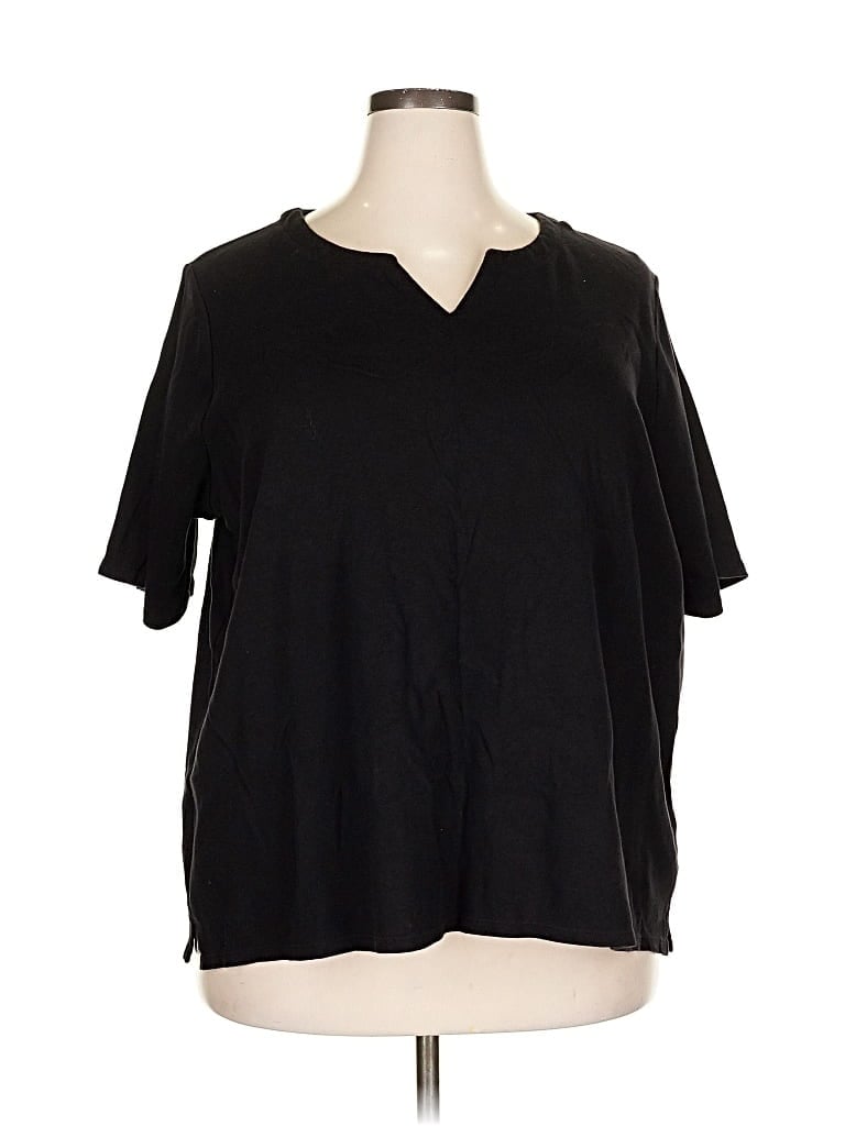 Pre-owned Croft & Barrow Short Sleeve Top Black V Neck Tops