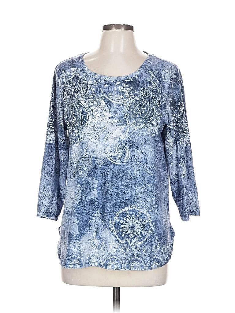 Pre-owned Christopher & Banks 3/4 Sleeve T-shirt In Blue