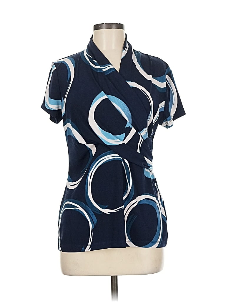 Pre-owned Dkny Short Sleeve Blouse In Blue
