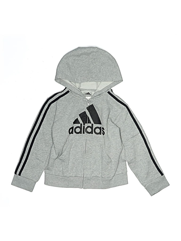 Pre-owned Adidas Originals Kids' Zip Up Hoodie In Gray
