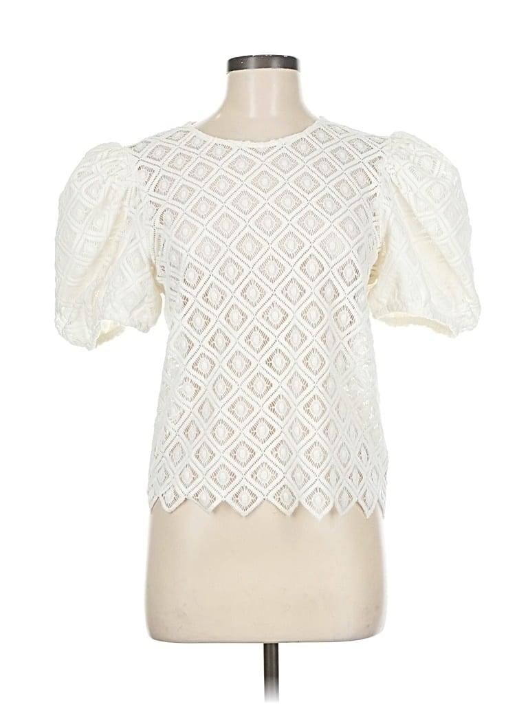 Pre-owned Express Short Sleeve Blouse In White