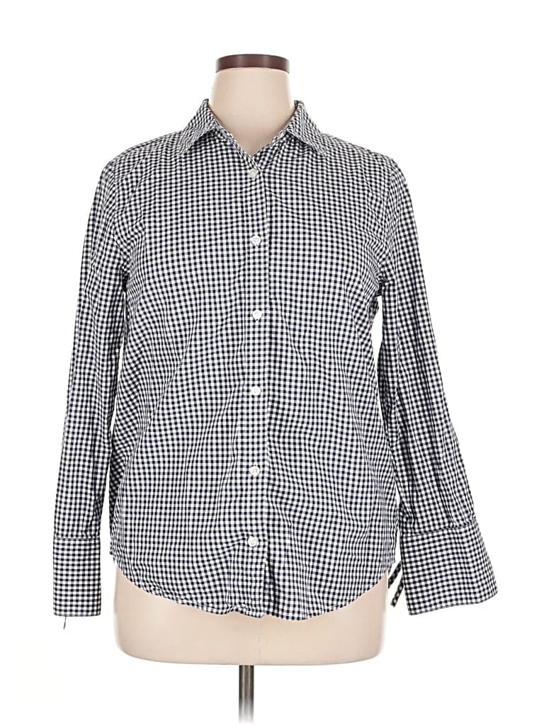 Pre-owned Lands' End Long Sleeve Button Down Shirt In Silver