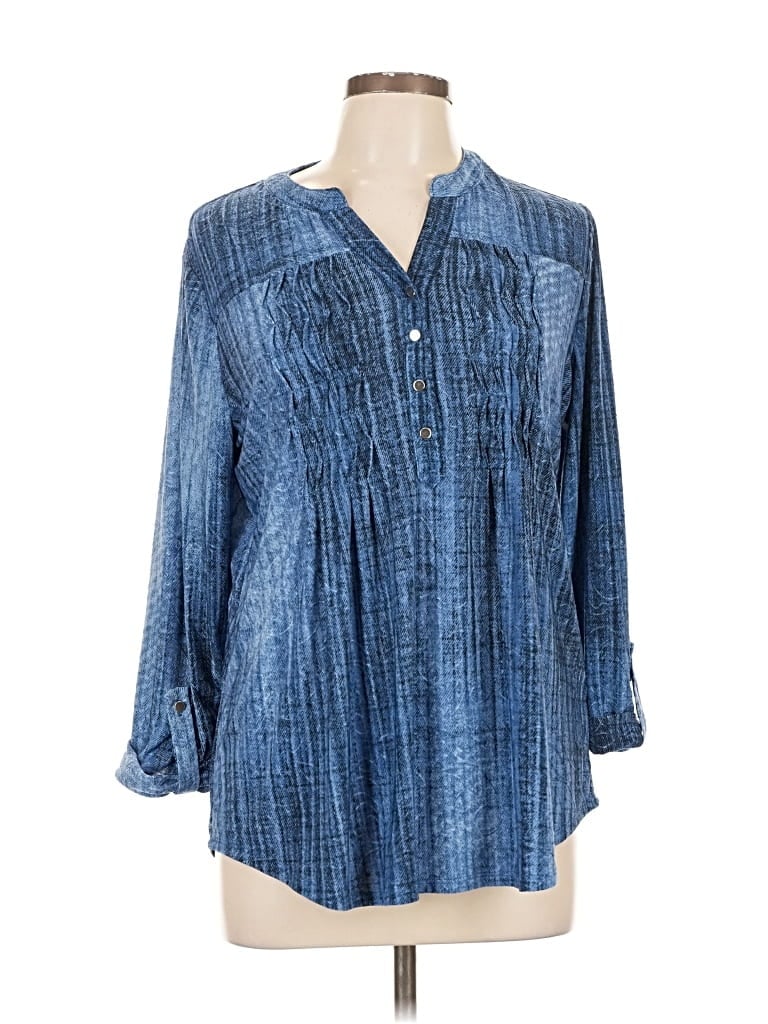 Pre-owned Westport 3/4 Sleeve Blouse In Blue