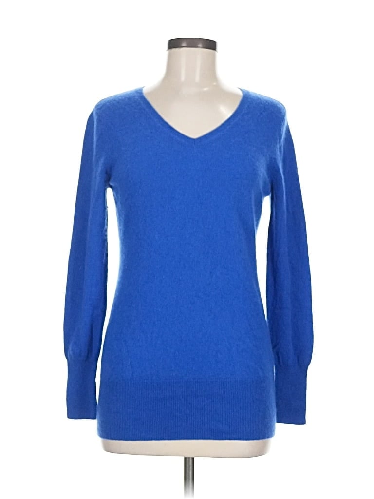 Pre-owned Neiman Marcus Cashmere Pullover Sweater In Blue