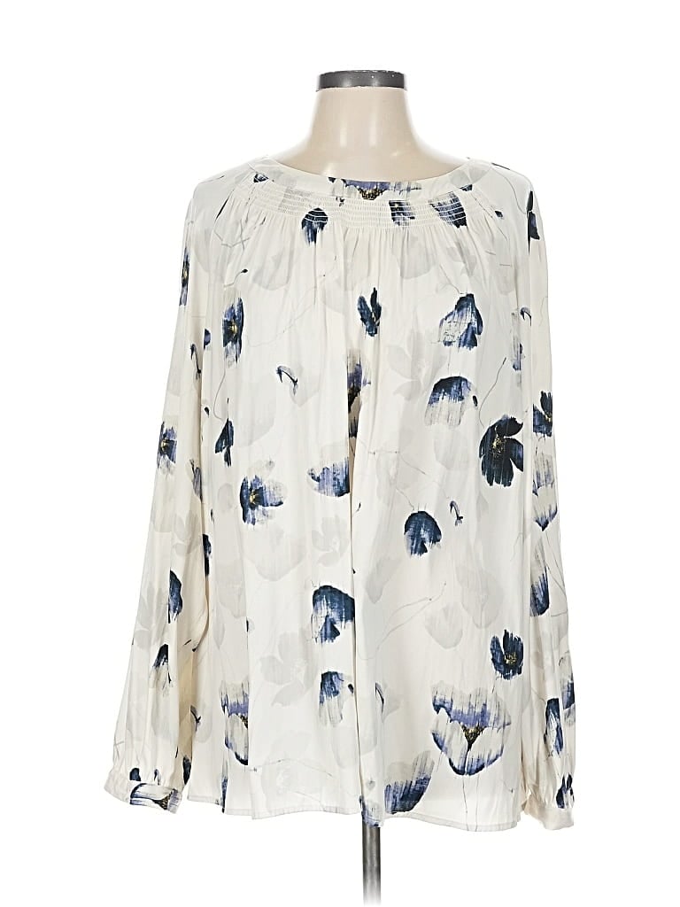 Pre-owned Ava & Viv Long Sleeve Blouse In White