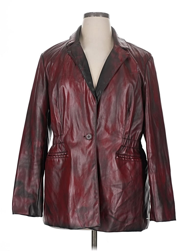 Pre-owned Baccini Blazer Jacket In Burgundy