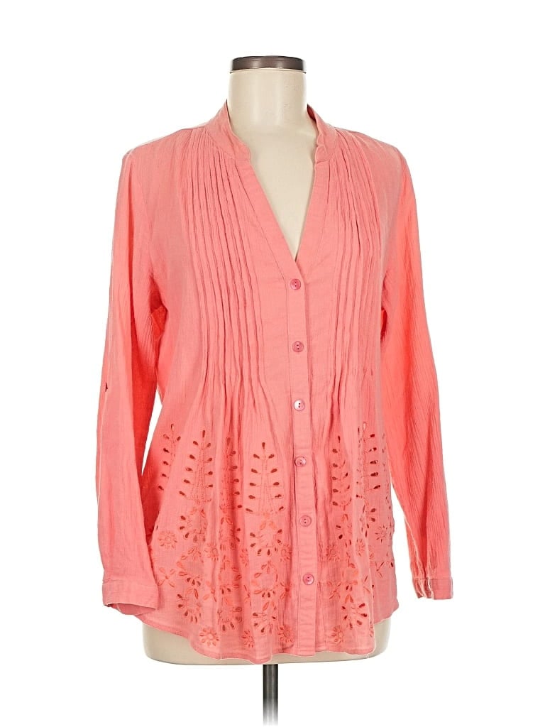 Pre-owned Soft Surroundings Long Sleeve Blouse In Pink