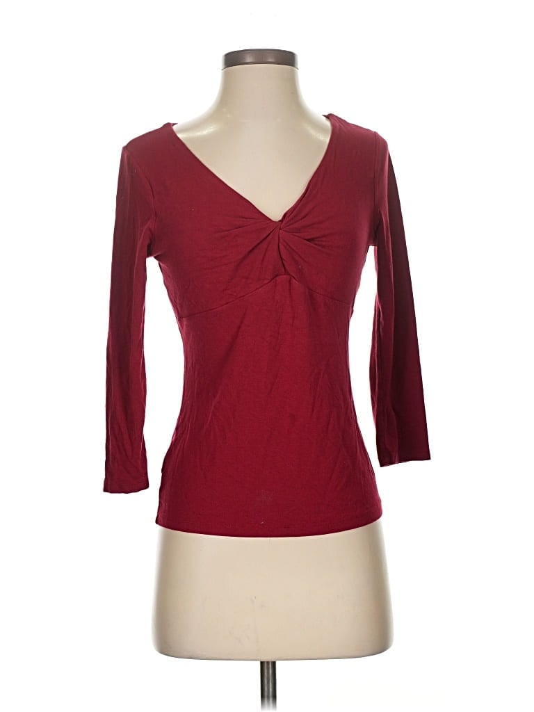 ANN TAYLOR FACTORY Pre-owned 3/4 Sleeve Top Burgundy Sweetheart Neckline Tops