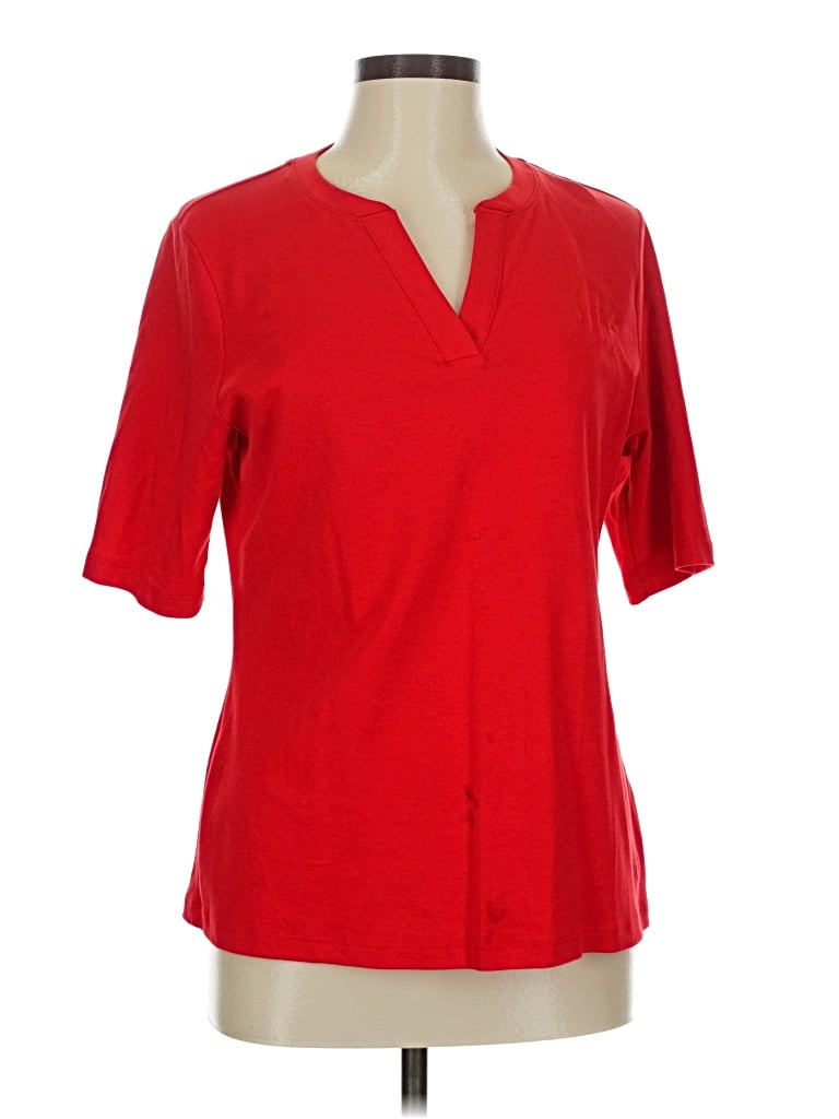 Pre-owned Isaac Mizrahi Live Short Sleeve Blouse In Red