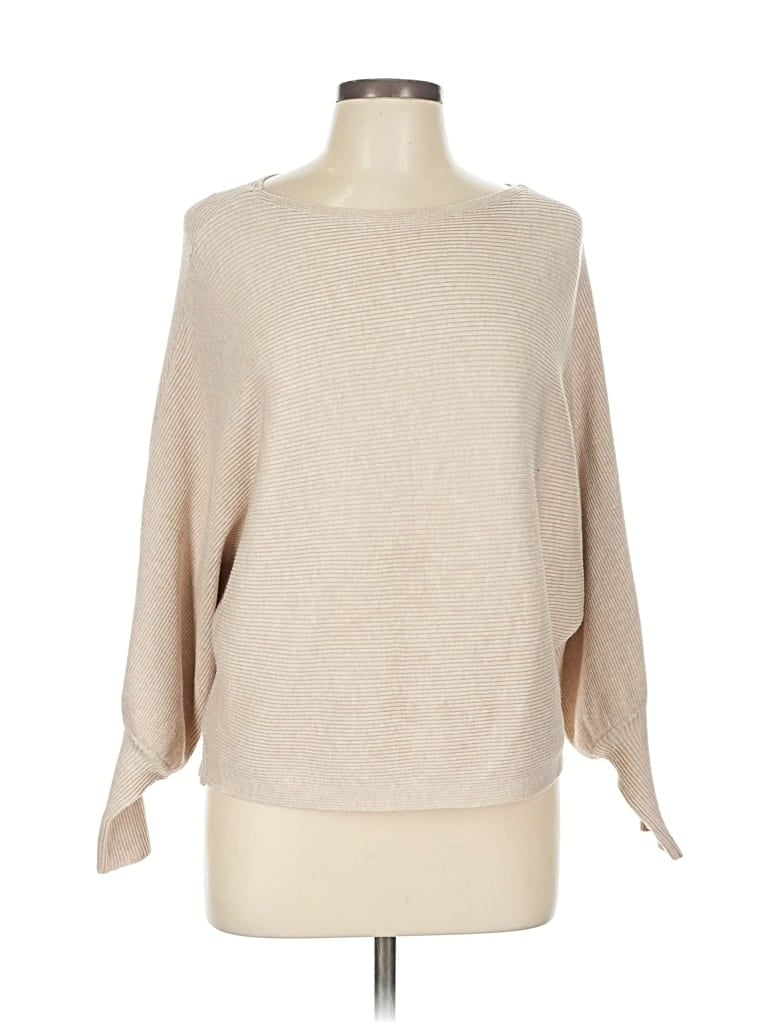 Pre-owned Olive & Oak 3/4 Sleeve Top Tan Boatneck Tops In Brown