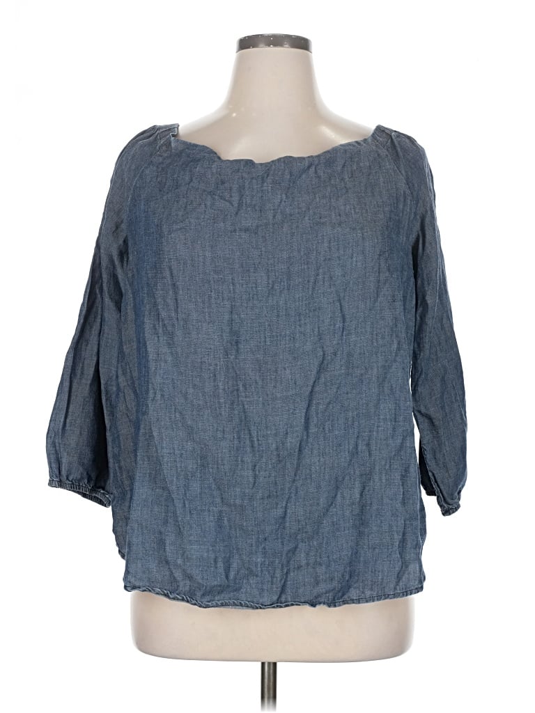 Pre-owned Chico's 3/4 Sleeve T-shirt In Blue