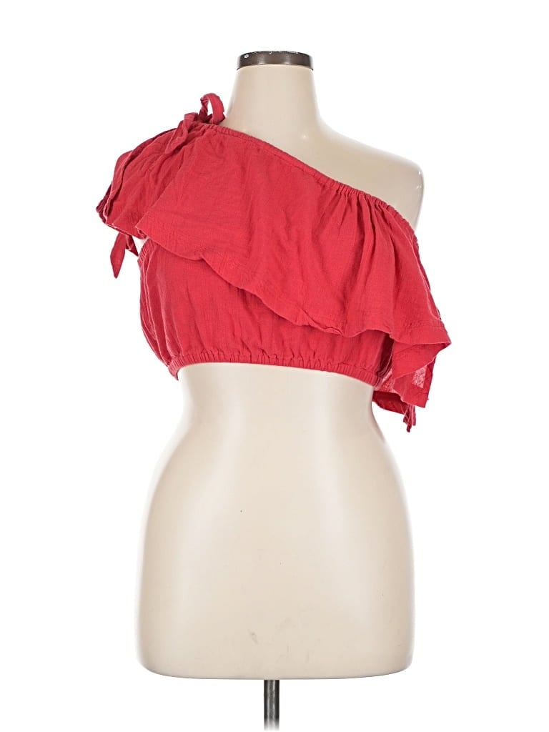 Pre-owned Free People Sleeveless Top Red One Shoulder Neckline Tops