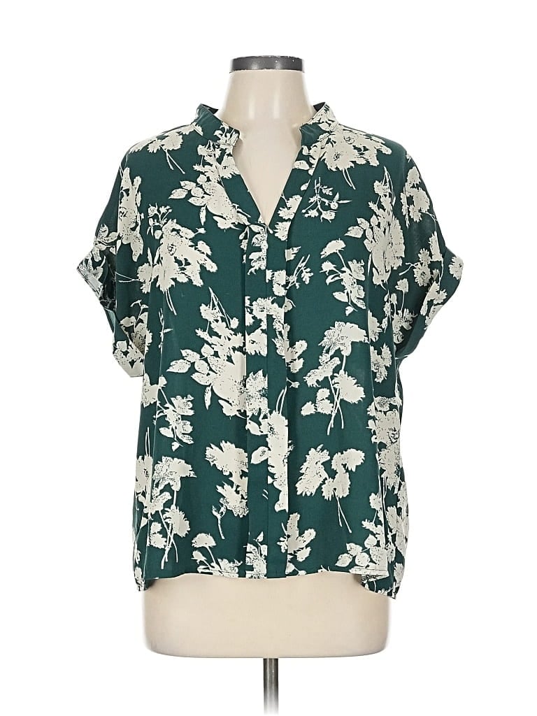 Pre-owned Shein Short Sleeve Blouse In Green