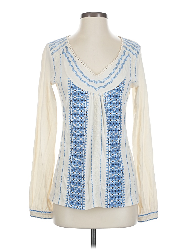 Pre-owned Lucky Brand Long Sleeve Blouse In White