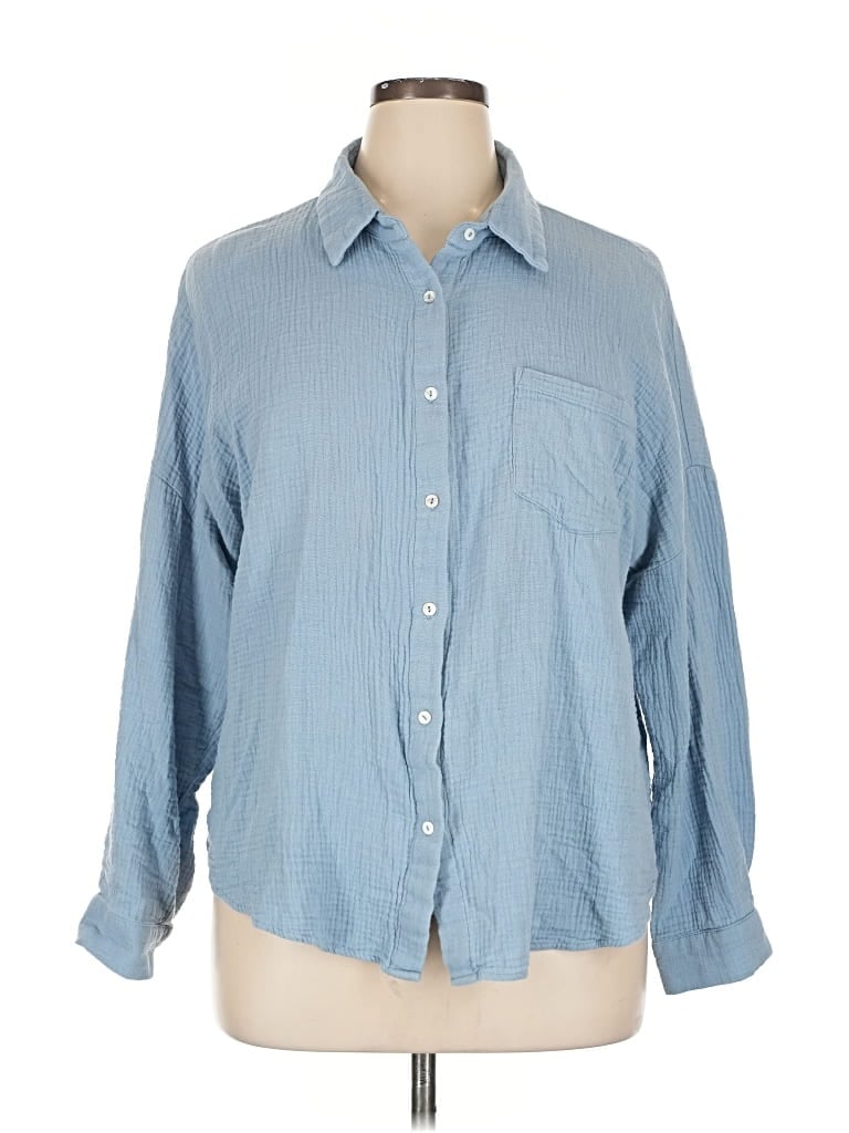 Pre-owned Anrabess Long Sleeve Button Down Shirt In Blue