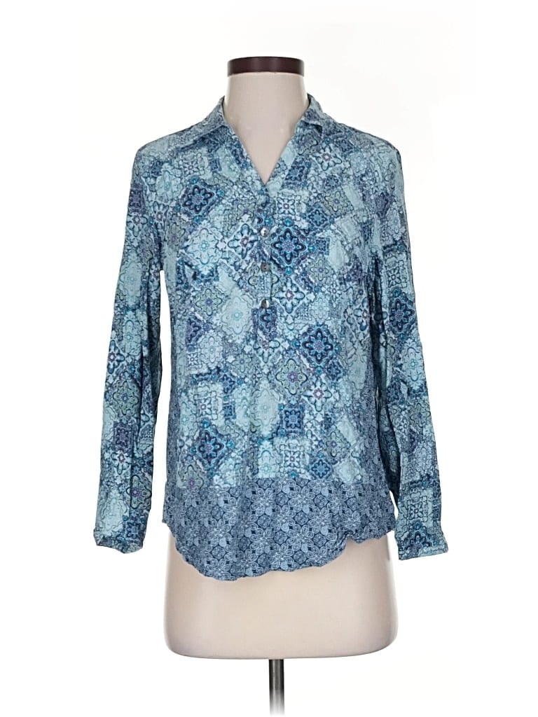 Pre-owned Jjill 3/4 Sleeve Blouse In Blue