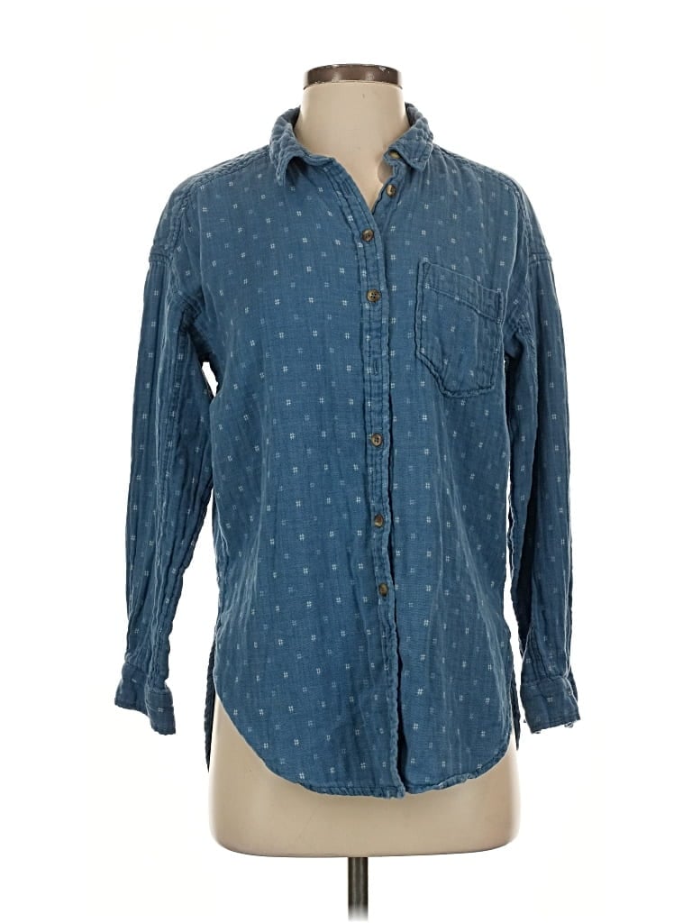 Pre-owned Pilcro Long Sleeve Button Down Shirt In Blue