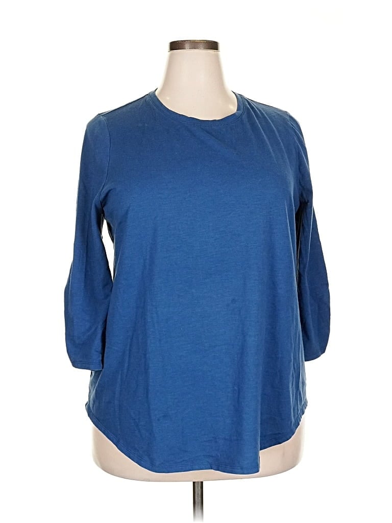 Pre-owned Lane Bryant 3/4 Sleeve T-shirt In Blue
