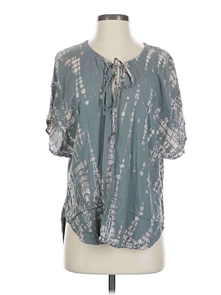 Pre-owned Michael Stars Short Sleeve Blouse In Gray