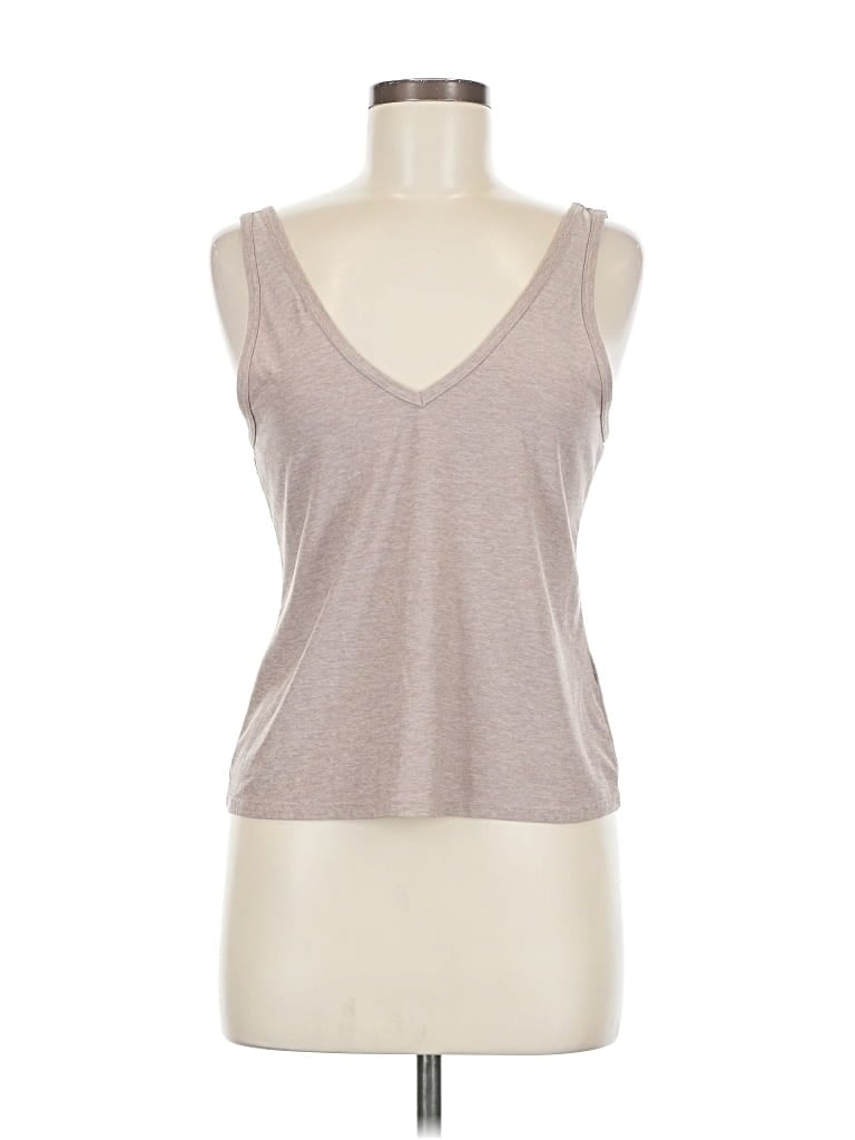 Pre-owned Beyond Yoga Tank Top Gray Plunge Neckline Tops