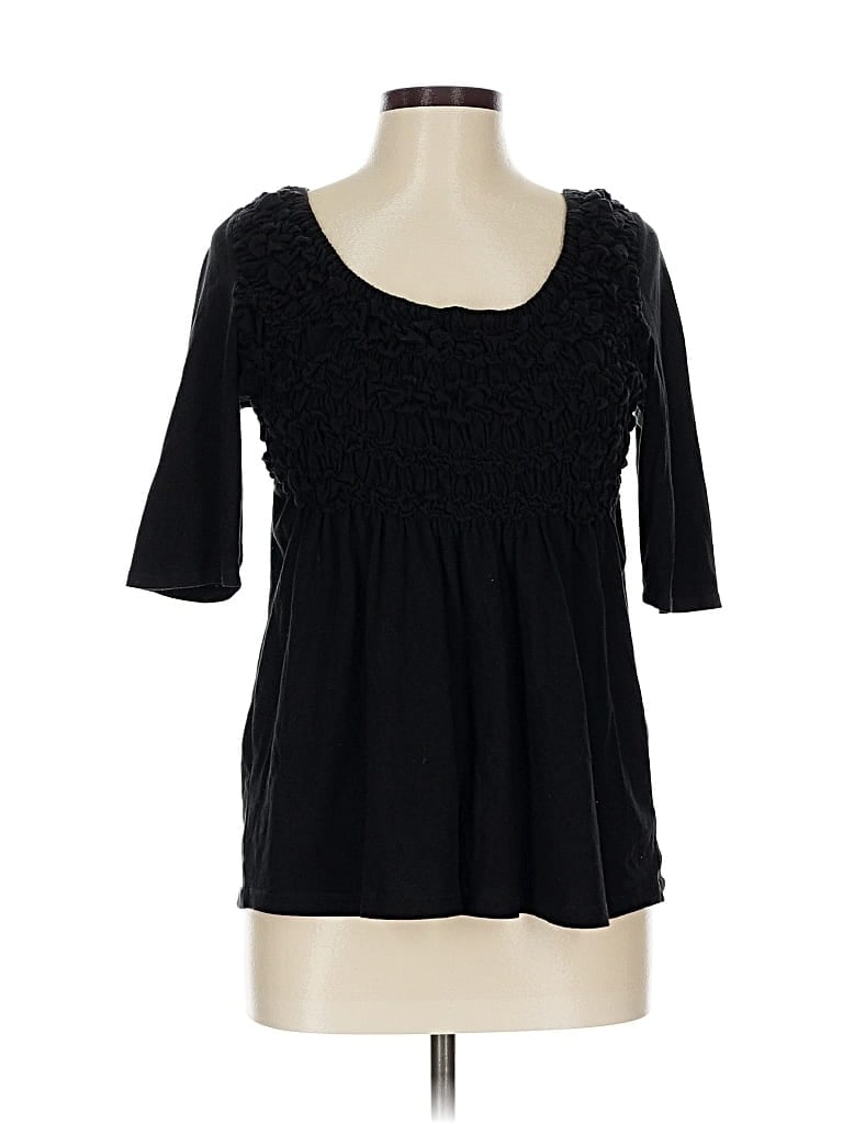 Pre-owned Deletta 3/4 Sleeve Top Black Scoop Neck Tops