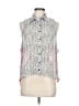 Apollo Color Block Silver Sleeveless Button-Down Shirt Size M - photo 1
