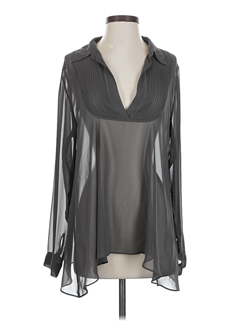 Pre-owned Free People Long Sleeve Blouse In Gray