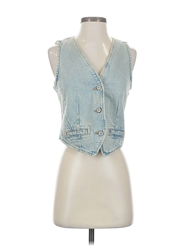Pre-owned Mng Denim Vest In Blue