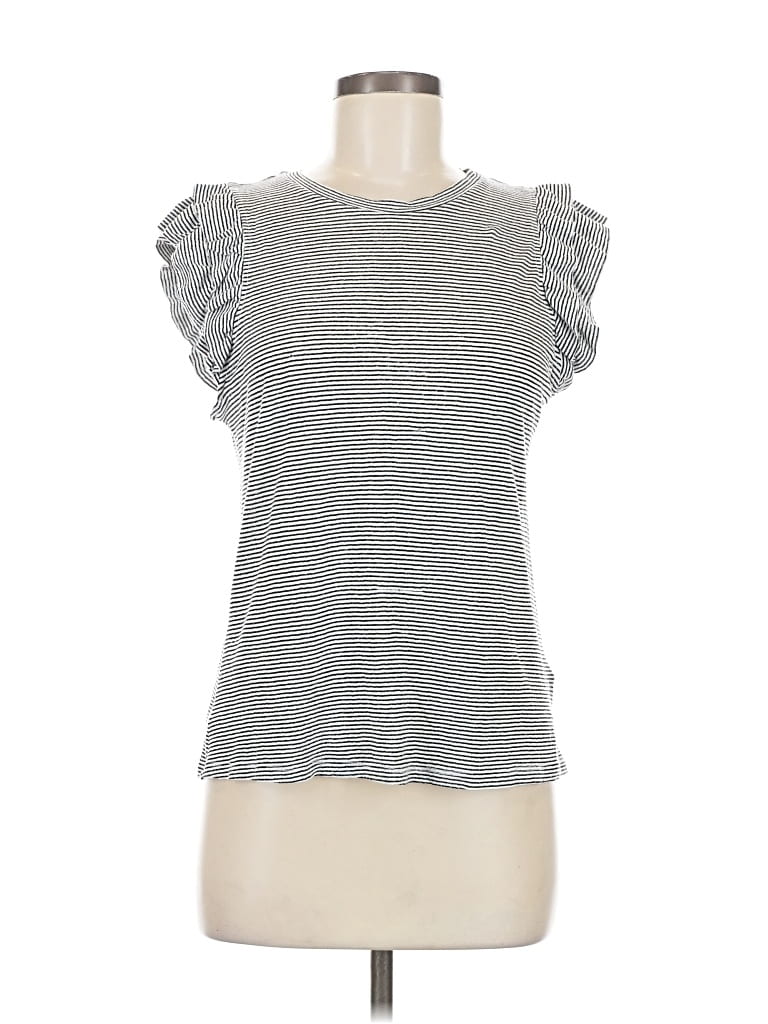 Pre-owned A New Day Short Sleeve Top White Ruffles Neckline Tops