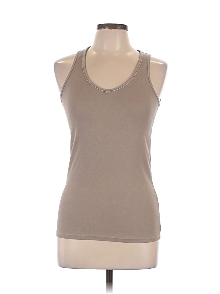 Pre-owned Brunello Cucinelli Sleeveless Top Tan Scoop Neck Tops In Brown
