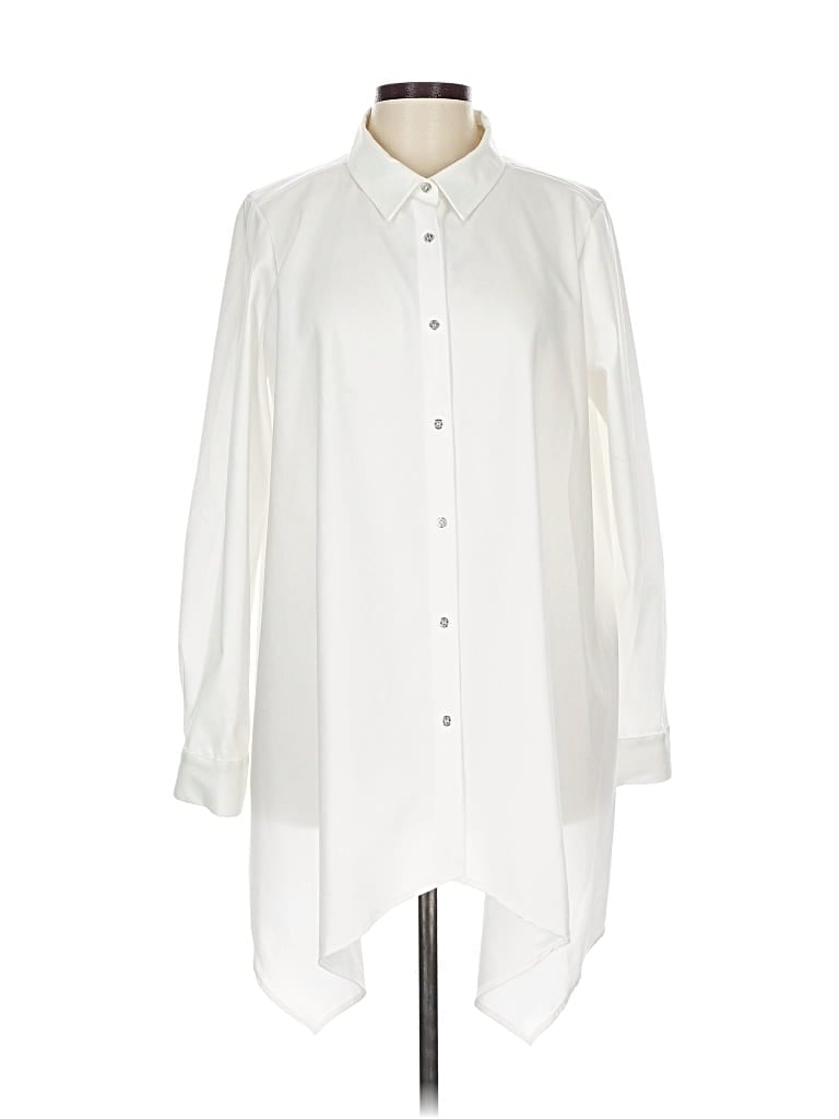 Pre-owned Calvin Klein 3/4 Sleeve Blouse In White