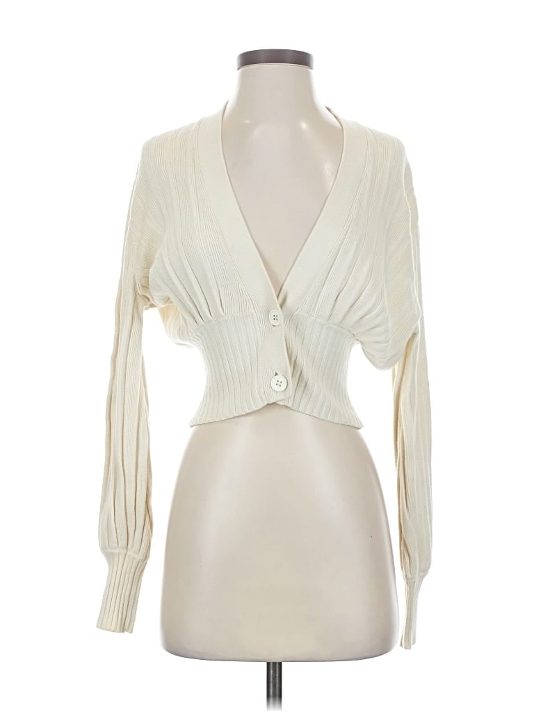 Pre-owned Wilfred Wool Cardigan Sweater In White