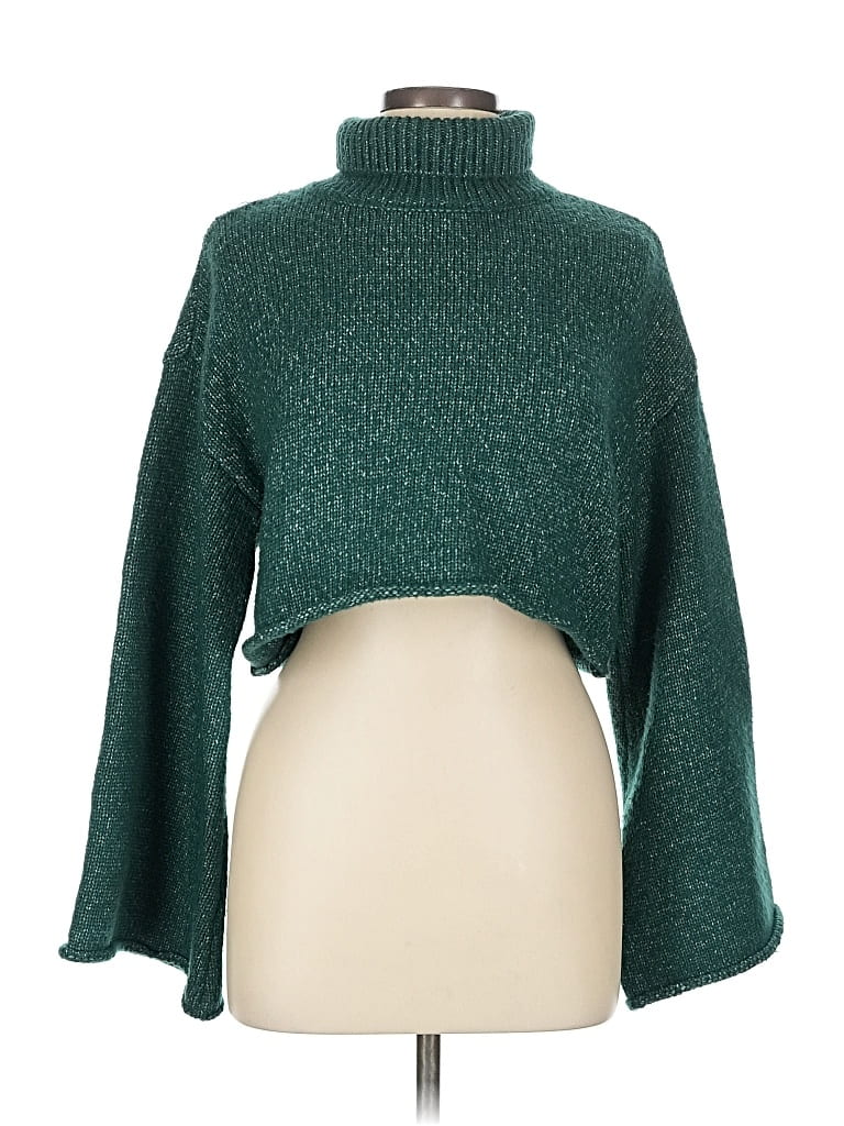 Pre-owned Forever 21 Turtleneck Sweater In Green