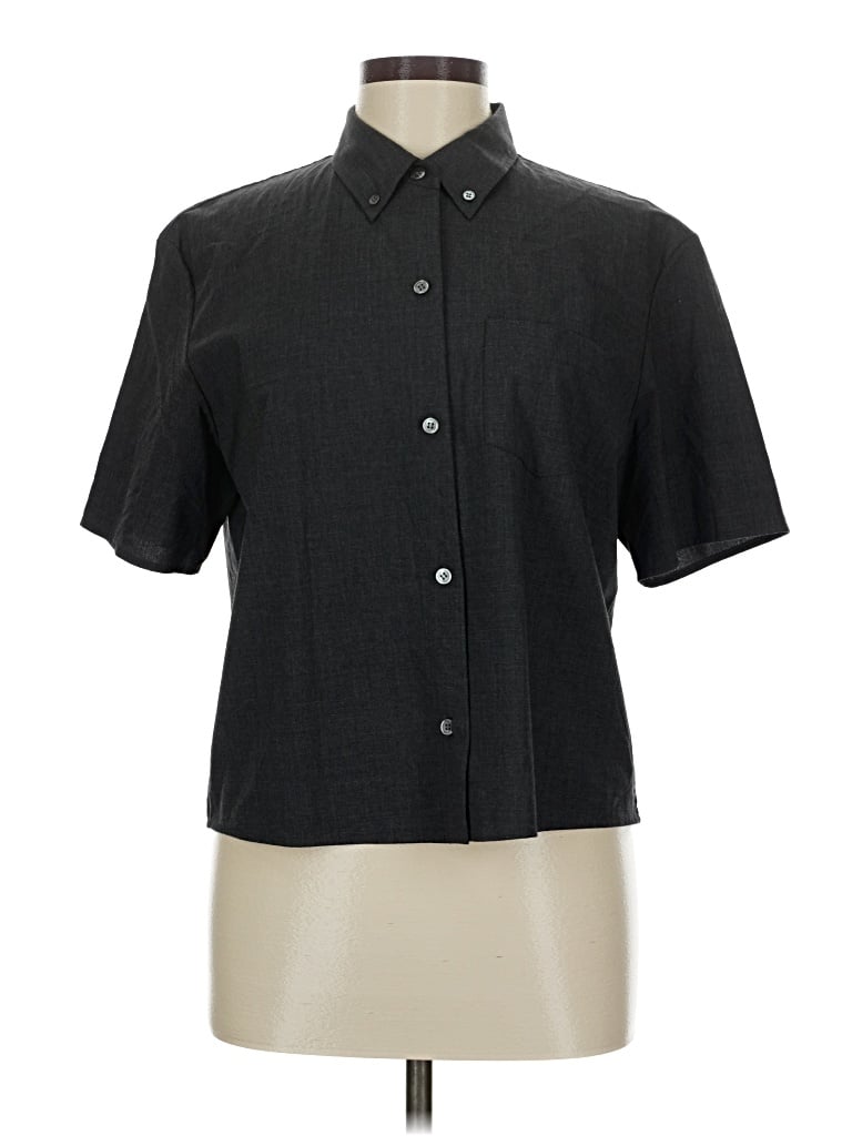 Pre-owned Theory Short Sleeve Blouse In Black