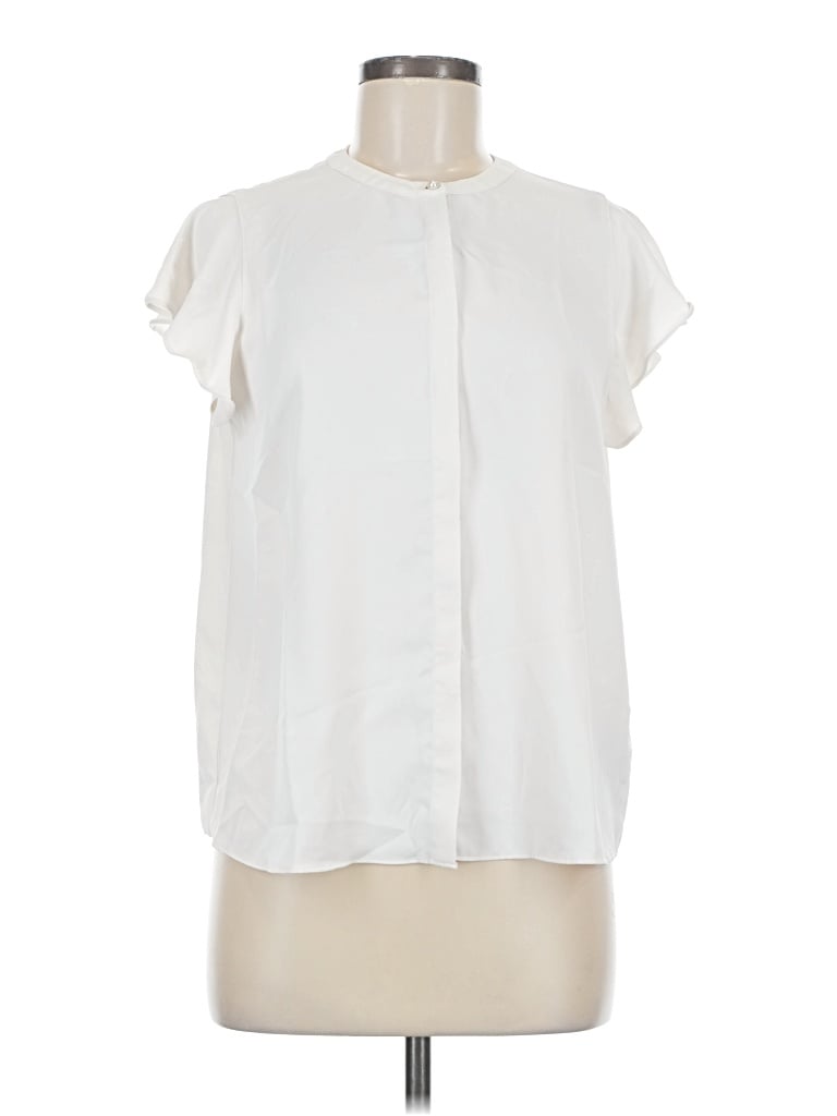 Pre-owned J By Joie Short Sleeve Blouse In White