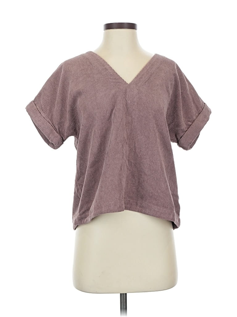 Madewell Short Sleeve Top Brown V Neck Tops