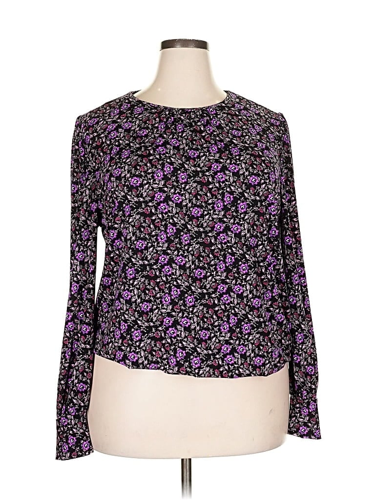 Pre-owned Lane Bryant Long Sleeve Blouse In Purple