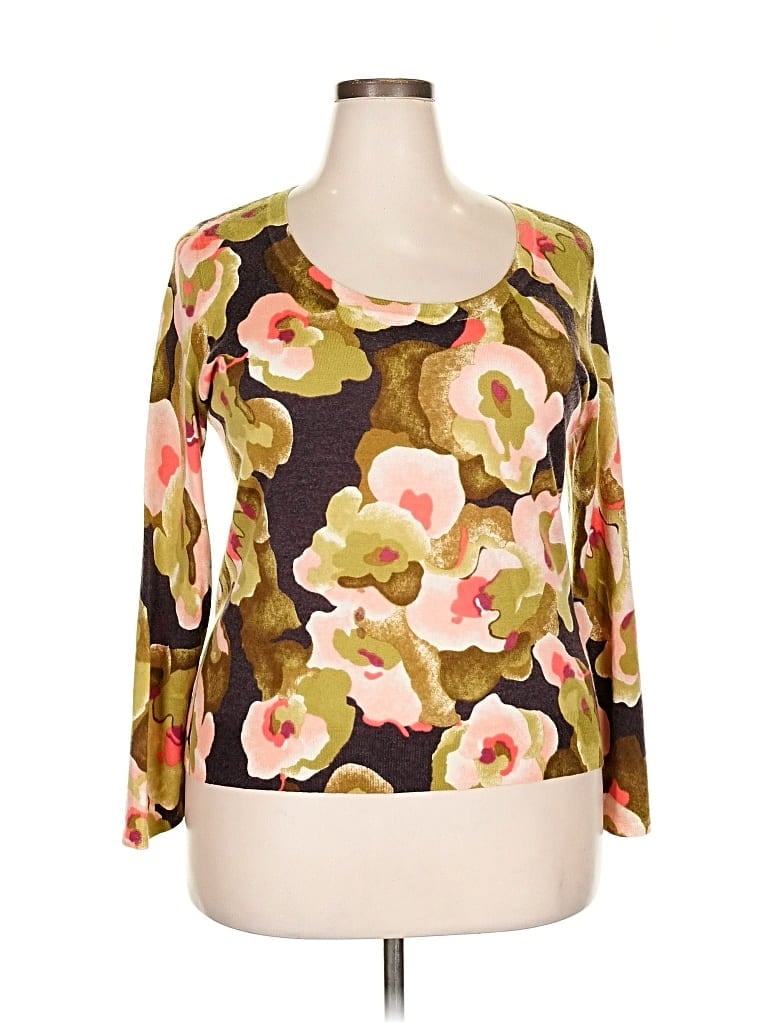 Pre-owned Wild About Cashmere For Saks Fifth Avenue 3/4 Sleeve T-shirt In Brown