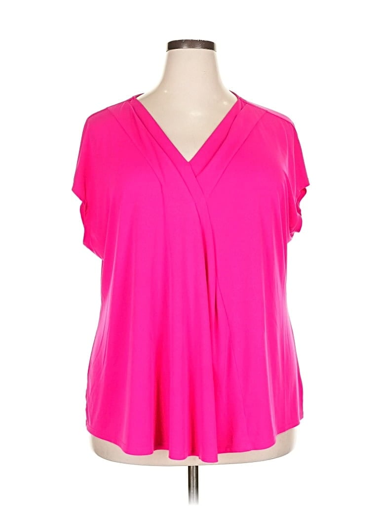 Pre-owned Lane Bryant Short Sleeve Blouse In Pink
