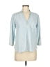 Takara 100% Rayon Blue 3/4 Sleeve Button-Down Shirt Size M - photo 1
