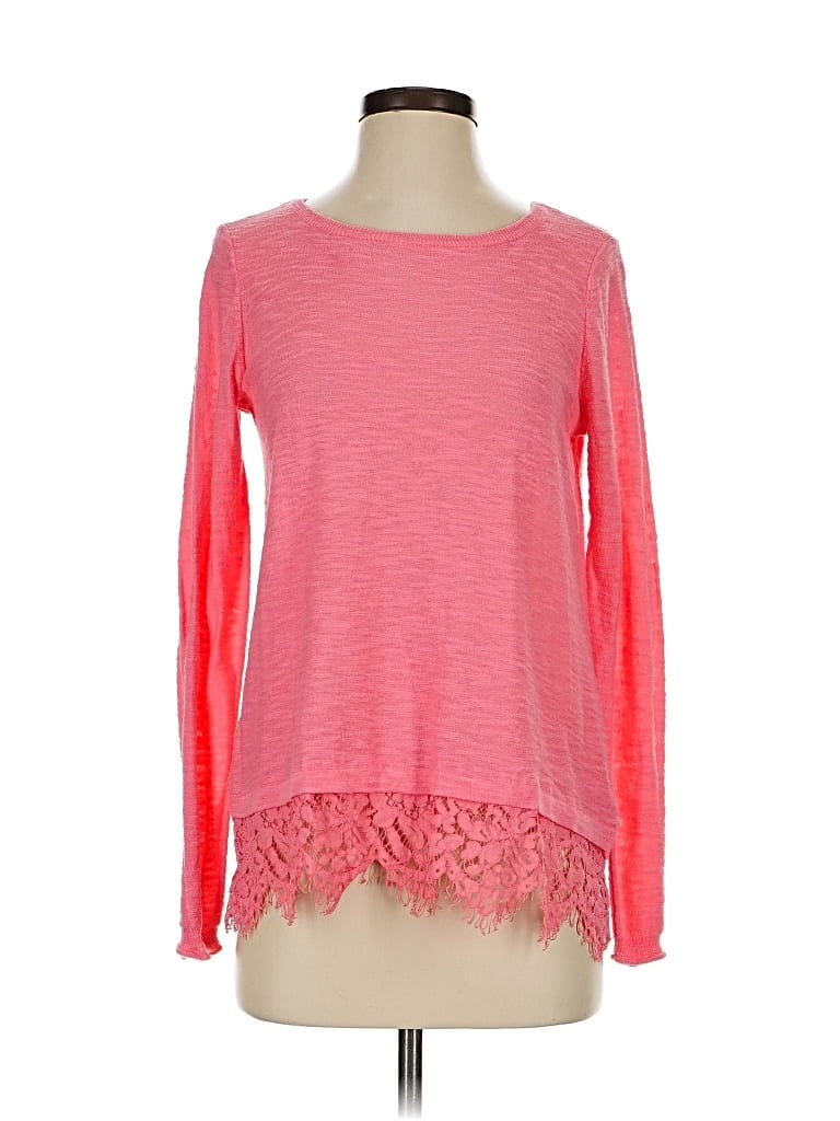 Pre-owned New Directions Long Sleeve Top Pink Boatneck Tops