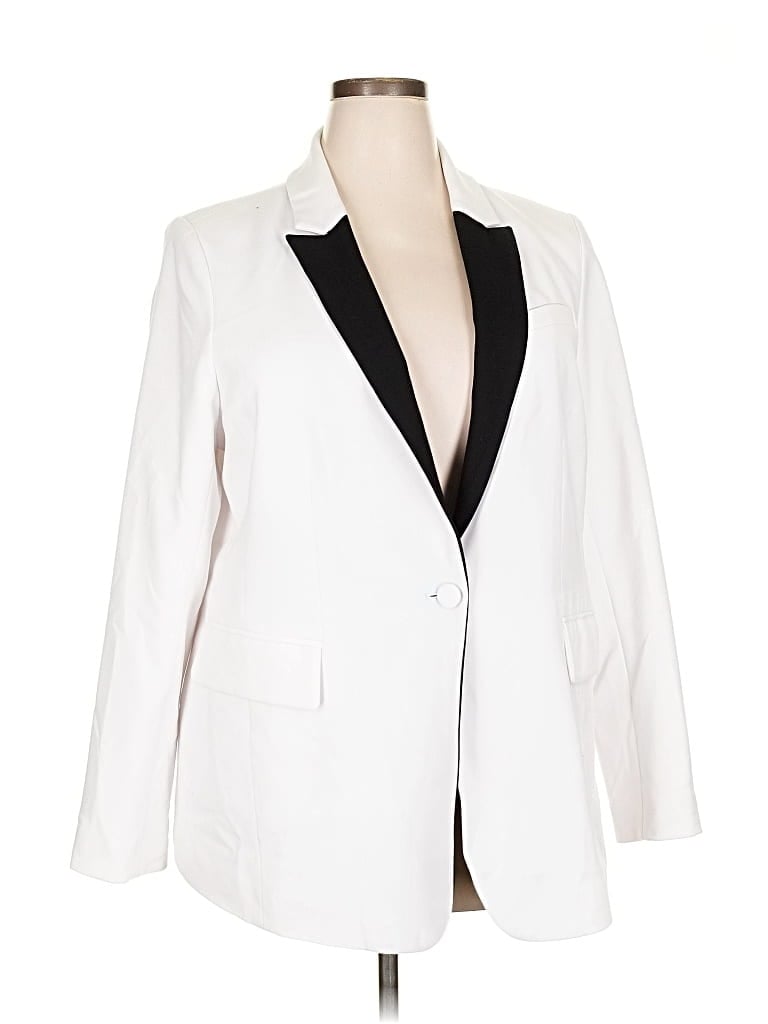 Pre-owned Eloquii Blazer Jacket In White