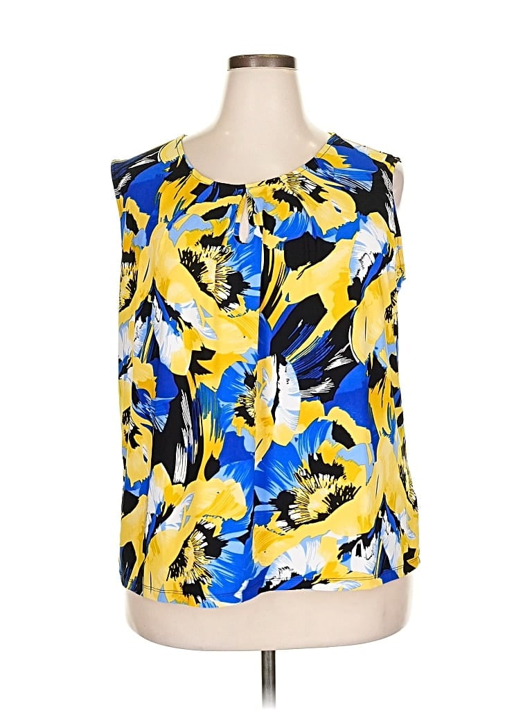 Pre-owned Kasper Sleeveless Blouse In Yellow