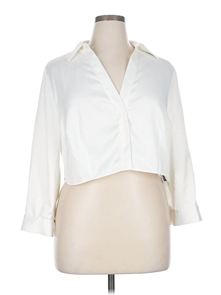 Pre-owned Eloquii 3/4 Sleeve Blouse In White